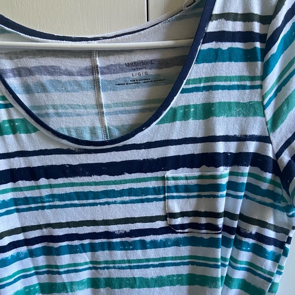 Motherhood Maternity shirt-blue stripes - Picture 2 of 4